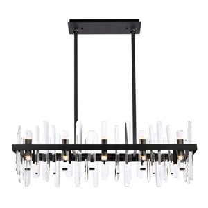 Elegant Lighting Serena 36&quot Rectangle Iron and Crystal Chandelier in Black