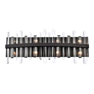 Elegant Lighting Serena 30&quot Iron and Crystal Bath Sconce in Black