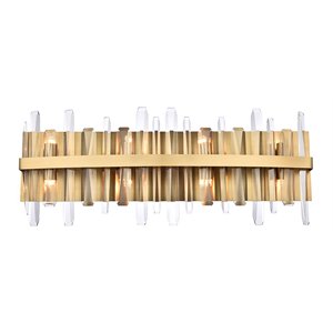 Elegant Lighting Serena 30&quot Iron and Crystal Bath Sconce in Satin Gold