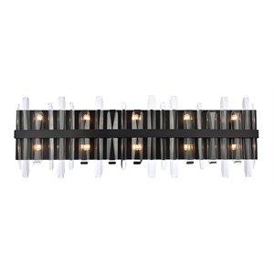 Elegant Lighting Serena 36&quot Iron and Crystal Bath Sconce in Black
