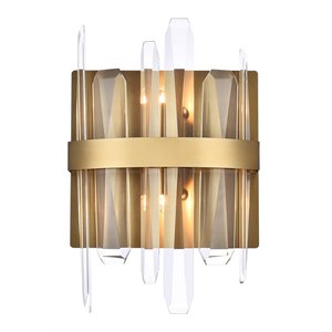 Elegant Lighting Serena 8&quot Iron and Crystal Bath Sconce in Satin Gold
