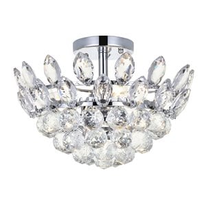Elegant Lighting Emilia 14&quot Iron and Crystal Flush Mount in Chrome