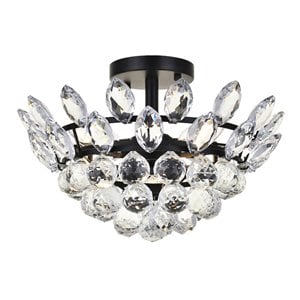 Elegant Lighting Emilia 14&quot Iron and Crystal Flush Mount in Black