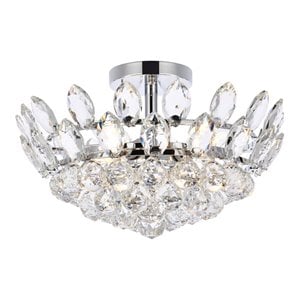 Elegant Lighting Emilia 16&quot Iron and Crystal Flush Mount in Chrome