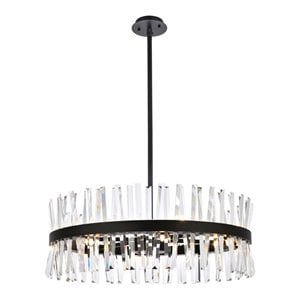 Elegant Lighting Serephina 32&quot Round Iron Crystal Chandelier Light in Black