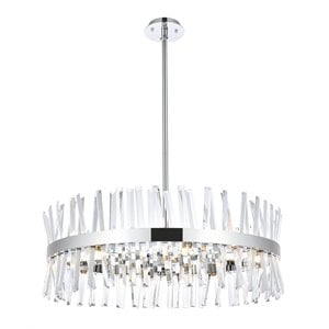 Elegant Lighting Serephina 32&quot Round Iron Crystal Chandelier Light in Chrome