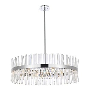 Elegant Lighting Serephina 36&quot Round Iron Crystal Chandelier Light in Chrome