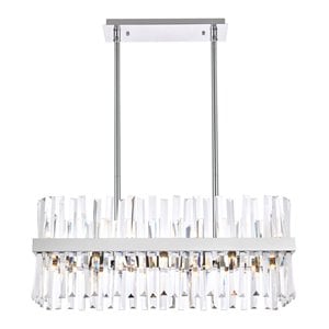 Elegant Lighting Serephina 30&quot Rectangle Iron Crystal Chandelier Light in Chrome