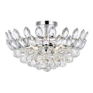 Elegant Lighting Emilia 18&quot Iron and Crystal Flush Mount in Chrome
