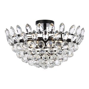 Elegant Lighting Emilia 20&quot Iron and Crystal Flush Mount in Black