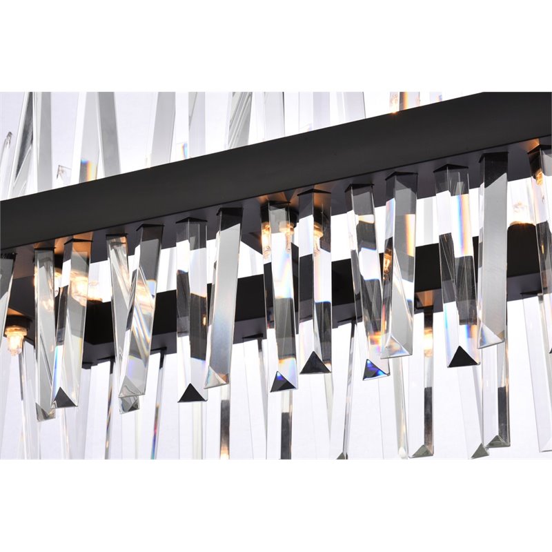 Elegant Lighting Serephina 36" Rectangle Iron Crystal Chandelier Light