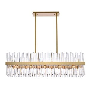 Elegant Lighting Serephina 42&quot Rectangle Iron Crystal Chandelier Light in Gold
