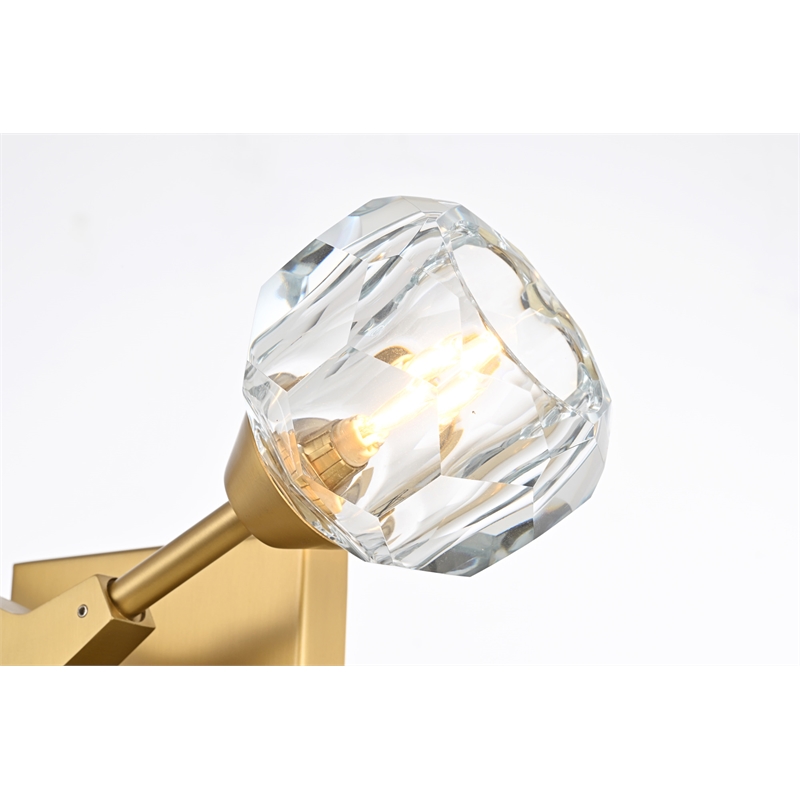 Elegant Lighting Zayne 2-Light Modern Crystal Wall Sconce in Gold