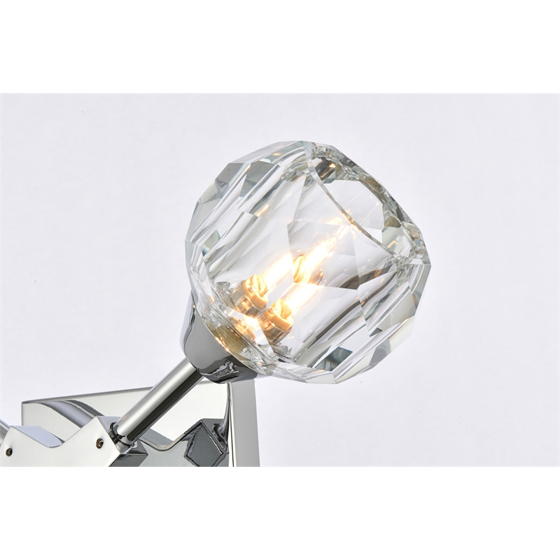Elegant Lighting Zayne 2-Light Crystal/Iron Wall Sconce in Chrome