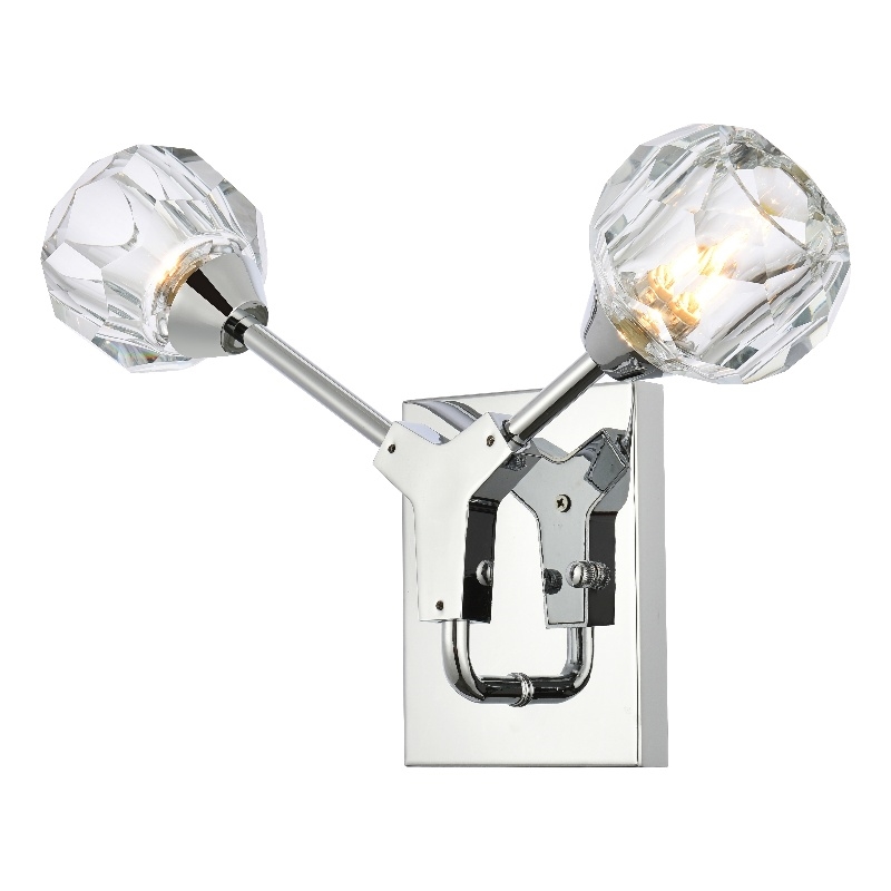 Elegant Lighting Zayne 2-Light Crystal/Iron Wall Sconce in Chrome