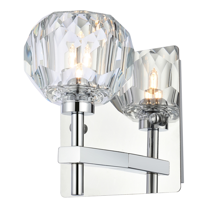 Elegant Lighting Graham 1-Light Crystal/Iron Wall Sconce in Chrome