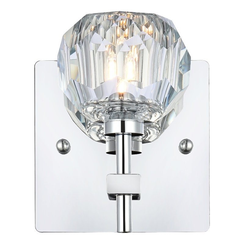 Elegant Lighting Graham 1-Light Crystal/Iron Wall Sconce in Chrome