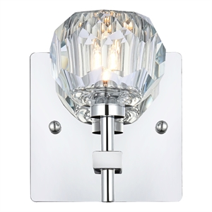 Elegant Lighting Graham 1-Light Crystal/Iron Wall Sconce in Chrome