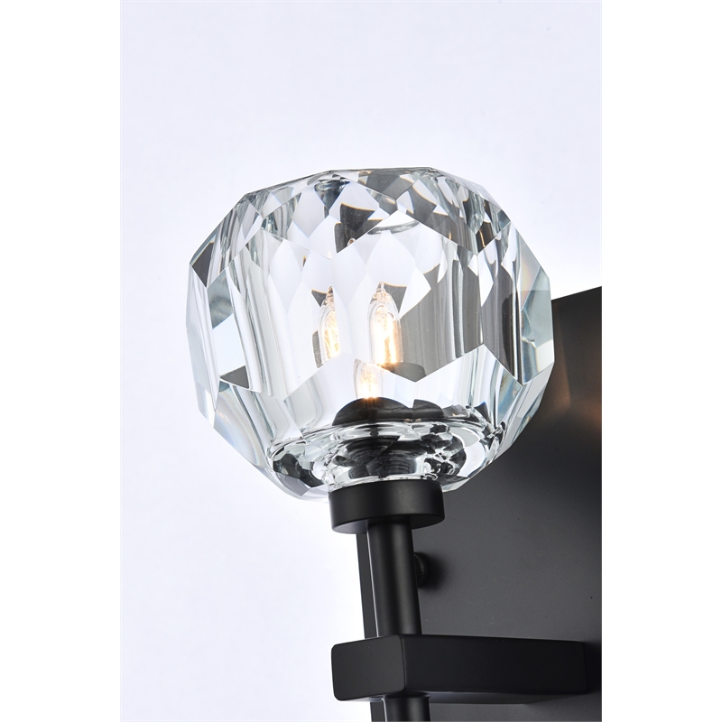 Elegant Lighting Graham 1-Light Crystal/Iron Wall Sconce in Black