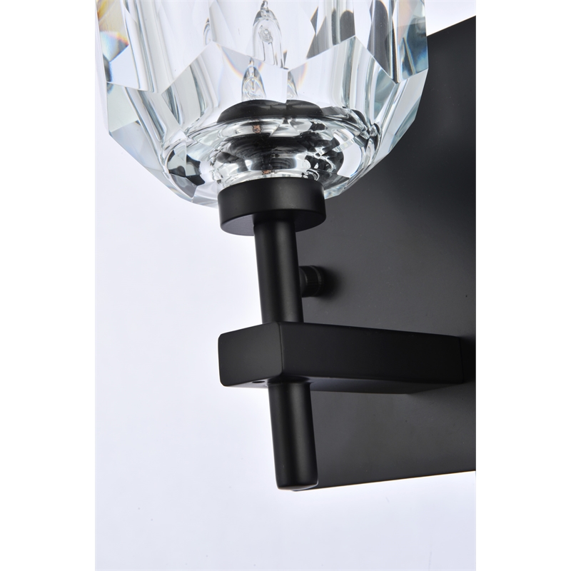 Elegant Lighting Graham 1-Light Crystal/Iron Wall Sconce in Black