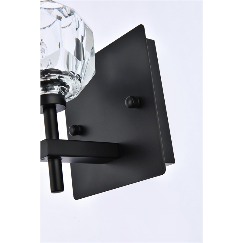 Elegant Lighting Graham 1-Light Crystal/Iron Wall Sconce in Black