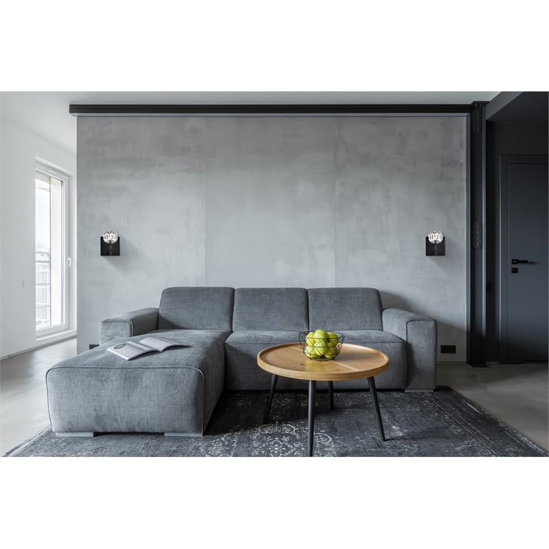 Elegant Lighting Graham 1-Light Crystal/Iron Wall Sconce in Black