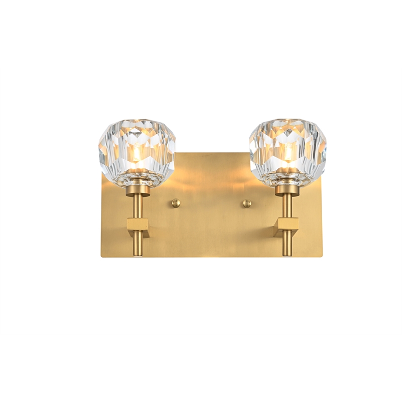Elegant Lighting Graham 2-Light Modern Crystal Wall Sconce in Gold