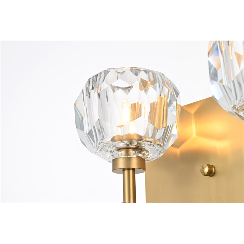 Elegant Lighting Graham 2-Light Modern Crystal Wall Sconce in Gold