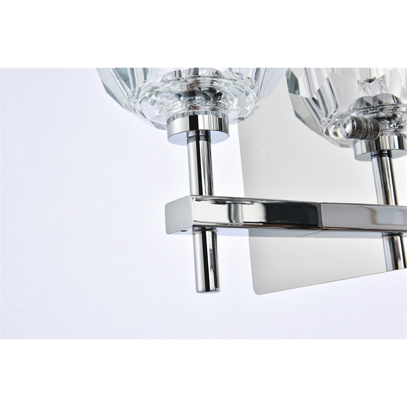 Elegant Lighting Graham 2-Light Crystal/Iron Wall Sconce in Chrome