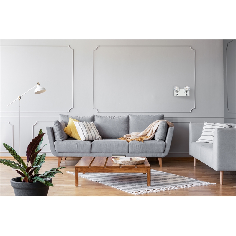 Elegant Lighting Graham 2-Light Crystal/Iron Wall Sconce in Chrome