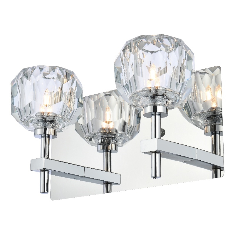 Elegant Lighting Graham 2-Light Crystal/Iron Wall Sconce in Chrome