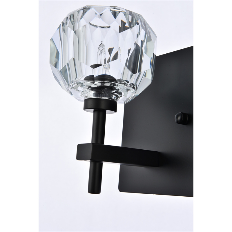Elegant Lighting Graham 2-Light Crystal/Iron Wall Sconce in Black