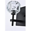 Elegant Lighting Graham 2-Light Crystal/Iron Wall Sconce in Black