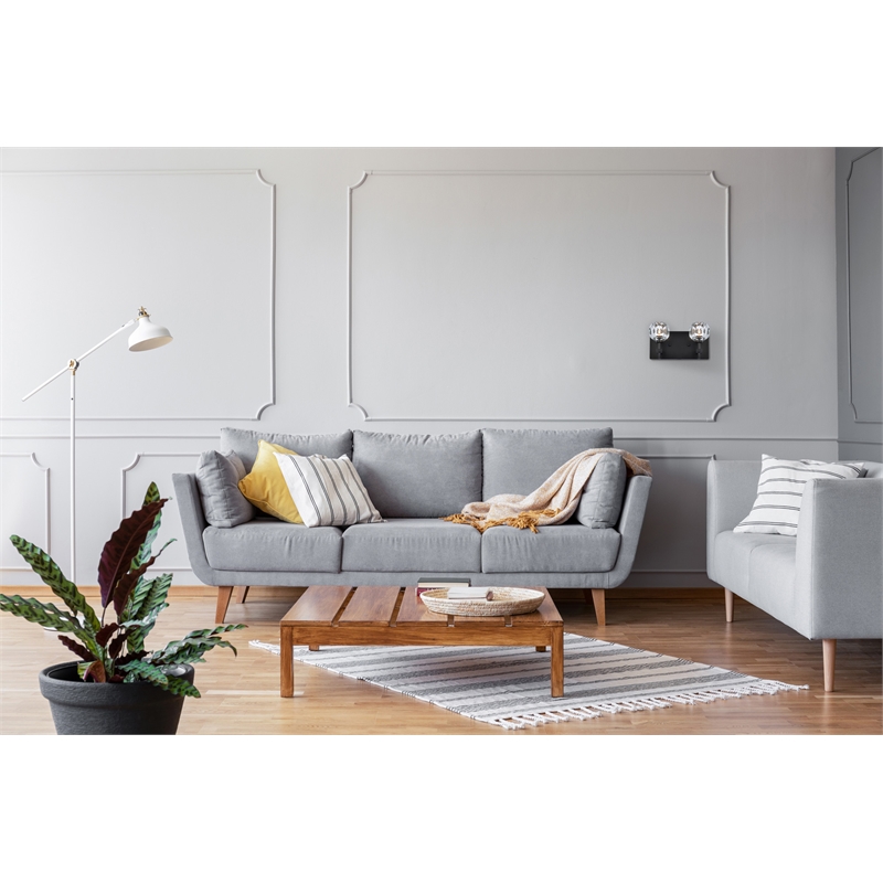 Elegant Lighting Graham 2-Light Crystal/Iron Wall Sconce in Black