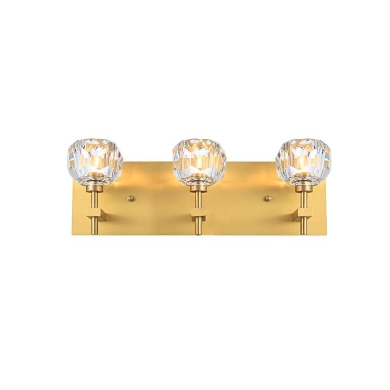Elegant Lighting Graham 3-Light Modern Crystal Wall Sconce in Gold