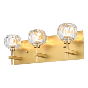 Elegant Lighting Graham 3-Light Modern Crystal Wall Sconce in Gold