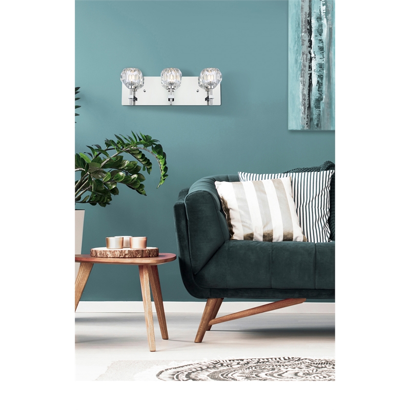 Elegant Lighting Graham 3-Light Crystal/Iron Wall Sconce in Chrome