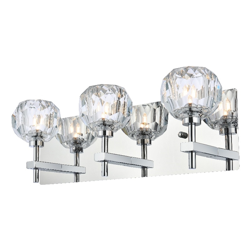 Elegant Lighting Graham 3-Light Crystal/Iron Wall Sconce in Chrome