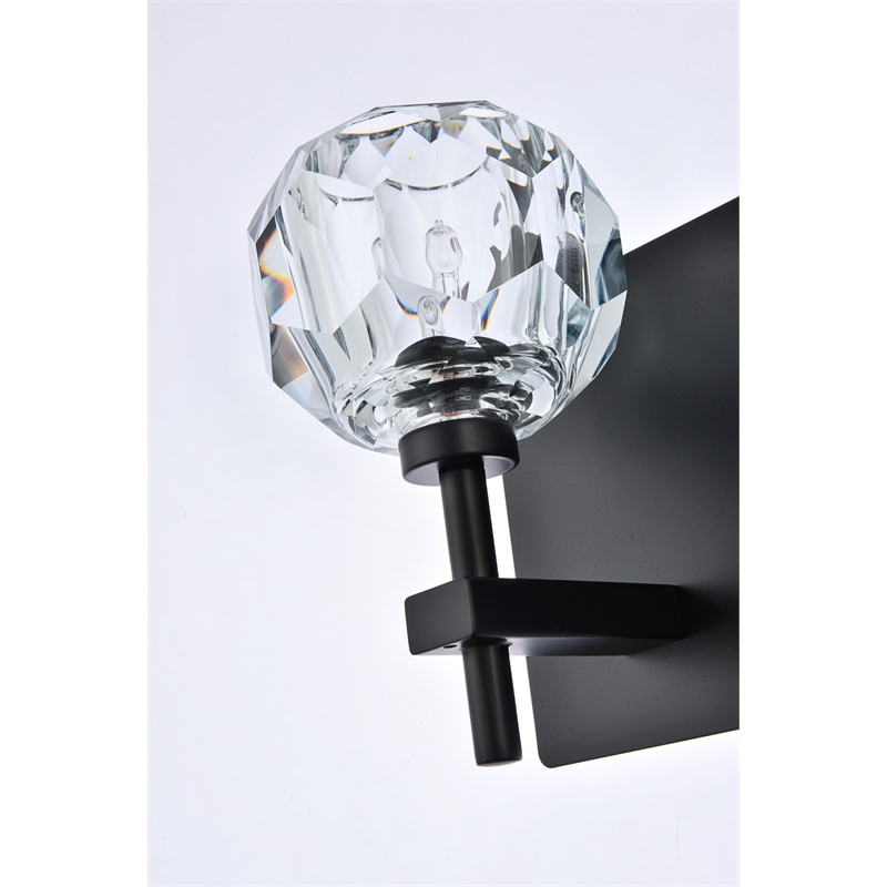 Elegant Lighting Graham 3-Light Crystal/Iron Wall Sconce in Black