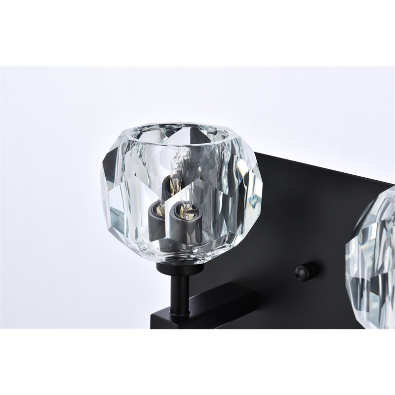 Elegant Lighting Graham 3-Light Crystal/Iron Wall Sconce in Black