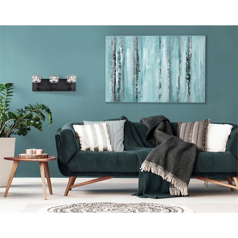 Elegant Lighting Graham 3-Light Crystal/Iron Wall Sconce in Black