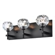 Elegant Lighting Graham 3-Light Crystal/Iron Wall Sconce in Black