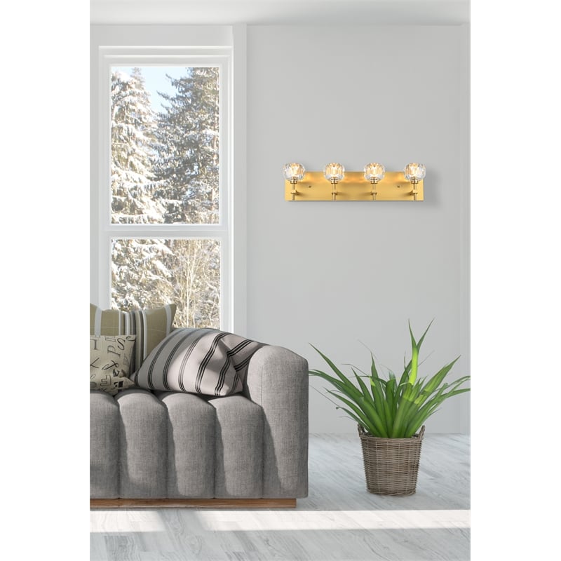 Elegant Lighting Graham 4-Light Modern Crystal Wall Sconce in Gold
