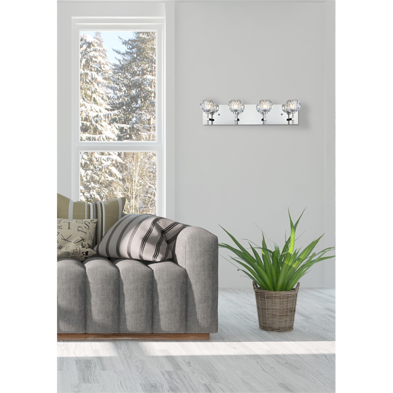 Elegant Lighting Graham 4-Light Crystal/Iron Wall Sconce in Chrome