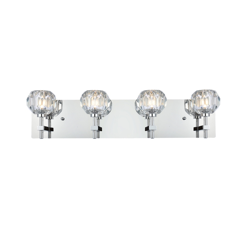 Elegant Lighting Graham 4-Light Crystal/Iron Wall Sconce in Chrome