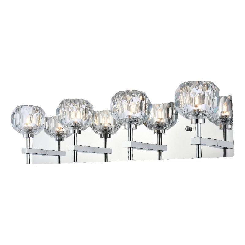Elegant Lighting Graham 4-Light Crystal/Iron Wall Sconce in Chrome