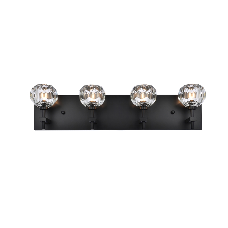 Elegant Lighting Graham 4-Light Crystal/Iron Wall Sconce in Black