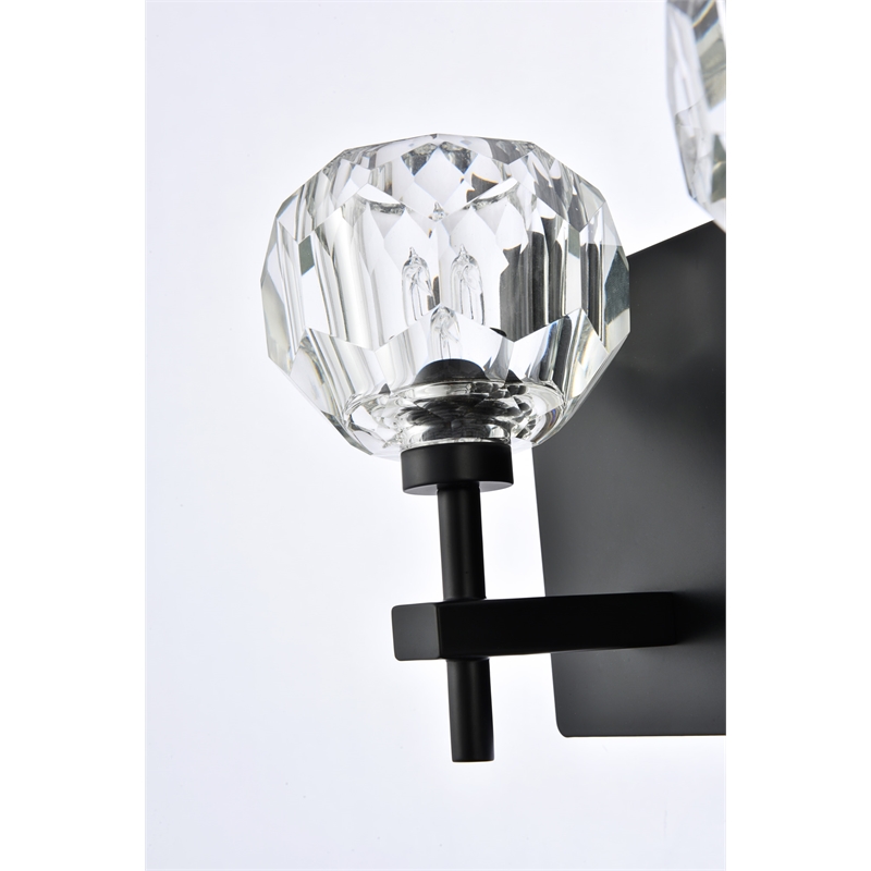 Elegant Lighting Graham 4-Light Crystal/Iron Wall Sconce in Black