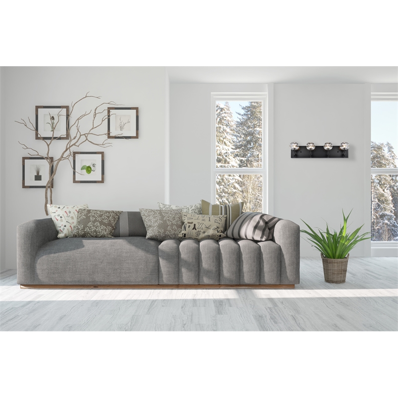 Elegant Lighting Graham 4-Light Crystal/Iron Wall Sconce in Black