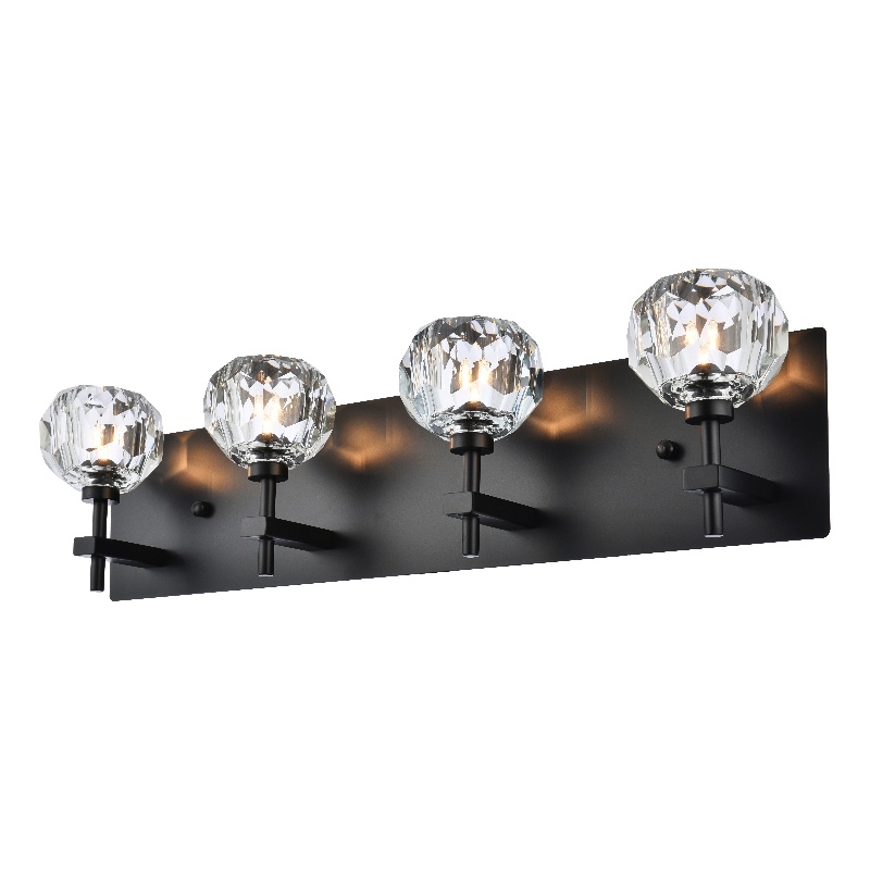 Elegant Lighting Graham 4-Light Crystal/Iron Wall Sconce in Black
